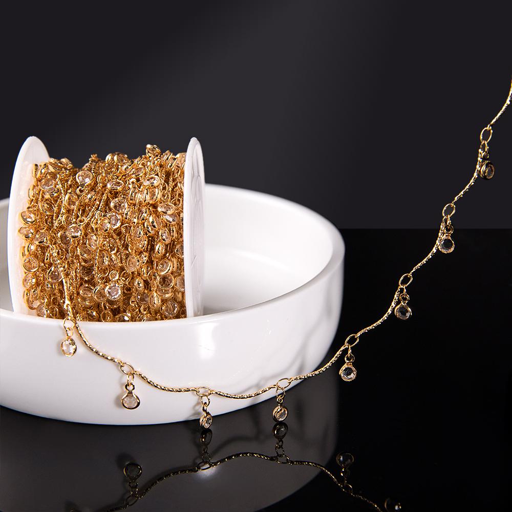 1Meter Colorful Crystal Beads Pendants Chains Metal Butterfly Charms Copper Chains Women Jewelry Making DIY Necklaces Bracelets
