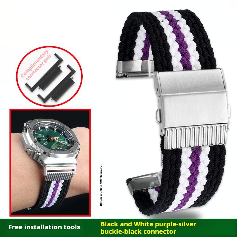 High Quality Elastic Nylon Watchband For Casio G-SHOCK GA-2100 2110 GM-2100 Series Modified Nylon Canvas Watch Strap Accessories