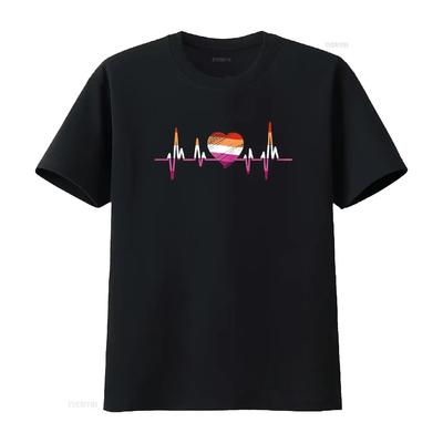 LGBT Lesbian Stuff Heart with Pride Flag T Shirt Vintage Washed Soft Breathable Designer Clothes Fashion Casual Slightly