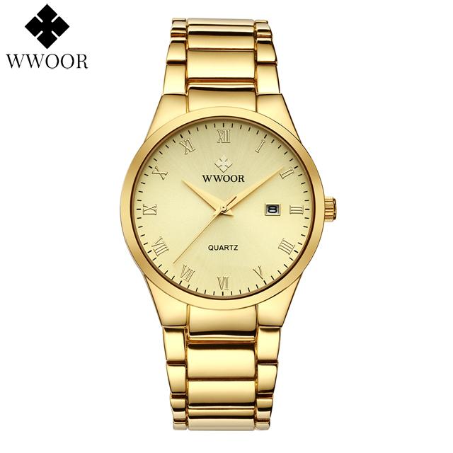 WWOOR Top Luxury Watch For Men 3ATM Waterproof Stainless Steel Date Clock Sport Men's Watch Quartz Wristwatch Relogio Masculino