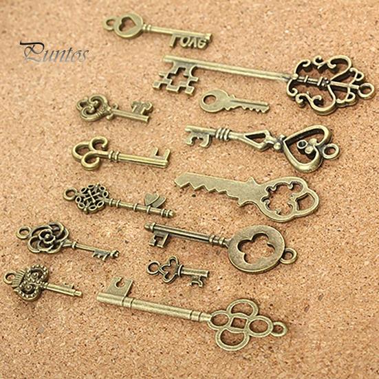 Antique Style Pendents 13Pcs/Bag Pendants Stylish Key Shapes Alloy Charms for Party