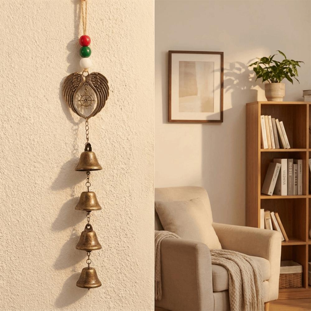 With Bell Vintage Wind Chime Hollow Design Wall Hanging Decoration Outdoor Garden