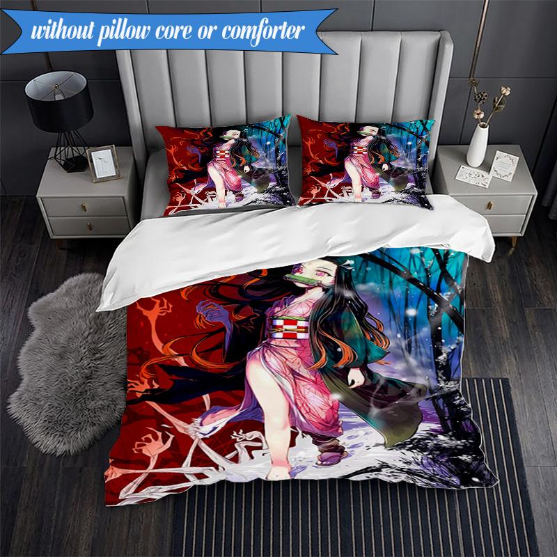 Anime Samurai Warrior's Journey 3pcs K-pop music group Bedding set,Ideal for Bedroom, Dormitory,Including Duvet Cover And 2pcs Pillowcases,Fan gifts