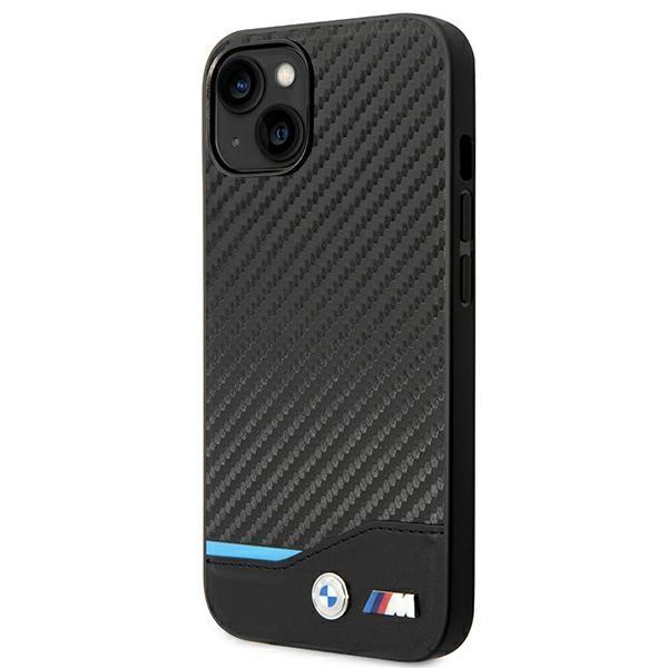 Custodia per iPhone 14 BMW Pelle Carbonio Nera