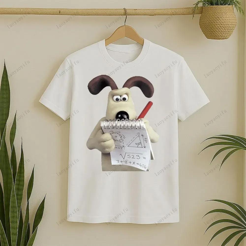 

Принтованная футболка Уоллес и Громит Щенок делает жест сердца Мужская футболка Летняя с круглым вырезом Высокого качества С коротким рукавом XXXXXL белый