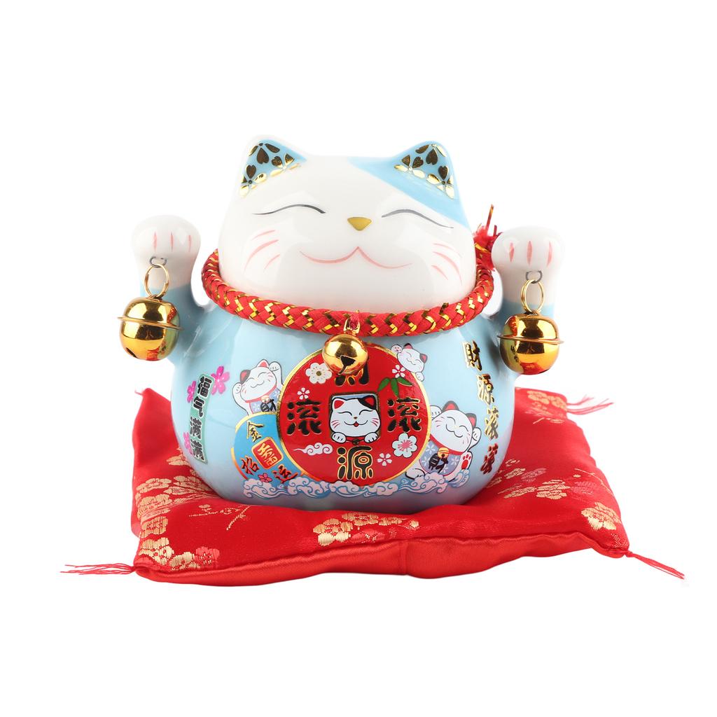 Lucky Cat Coin Bank 4.5in Exquisite Cute Bring Luck Good Ceramic Fortune Cat Saving Pot Desk Decoration