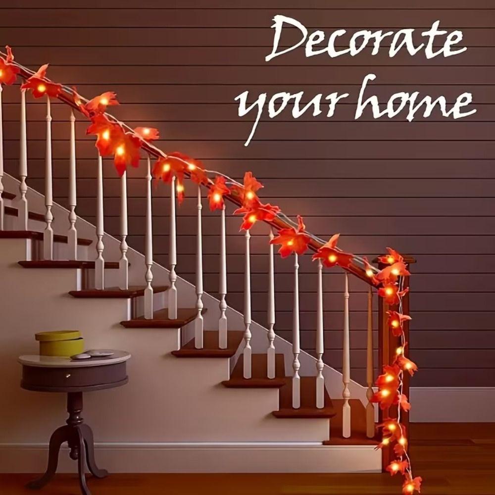 Warm Ambiance Maple Leaf String Lights Red Leaf Design Fall String Lights Decor Home Decor