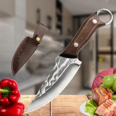 Stainless Steel Boning Knife Kitchen Knife Handmade Forged Meat Cleaver Chef's Knife for Household Wooden Handle Butcher Knife