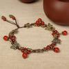 Hand-woven agate bracelet women's vintage bohemian butterfly flower fringed pendant anklet