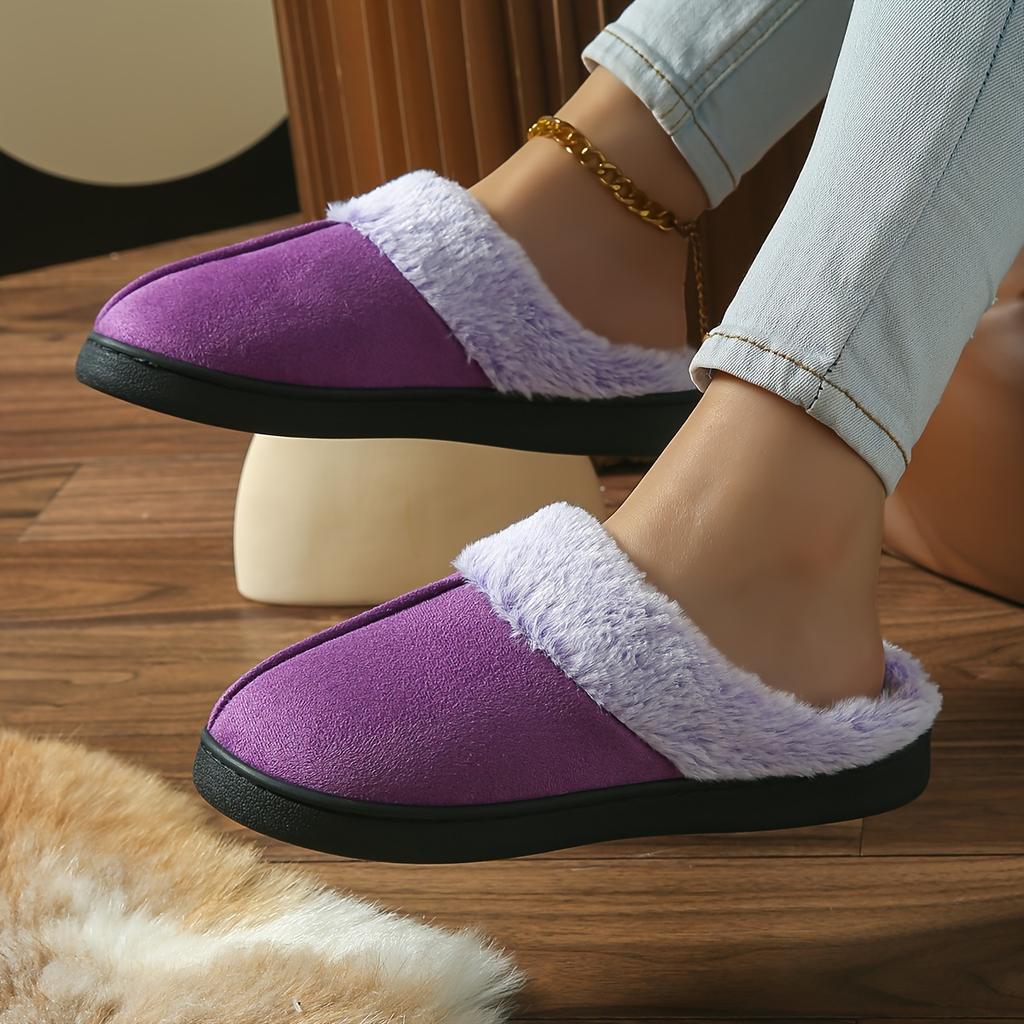 [Plush Slippers] Thick Plush Mid-Strip Minimalist Slippers | Stylish Home Indoor Bedroom Floor Slippers for Men and Women