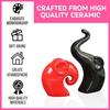 Elephant Family Showpiece, Ceramic Gloss Finish Auspicious Figurines for Living Room, Office, Bedroom (Set of 2)