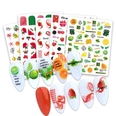 Frucht-Serie Nagelkunst-Aufkleber: Zitrone, Ananas, Wassermelone, Banane, Erdbeere