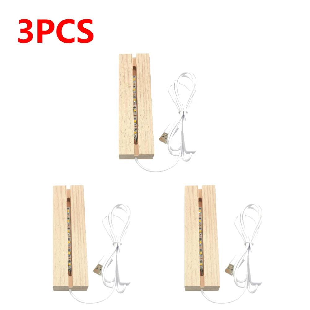 1-10 Stück 15cm LED Holzlicht Display Kristall USB beleuchteter Ständer für Kristallglas Harzkunst Ornament Holz Nachtlicht Basis