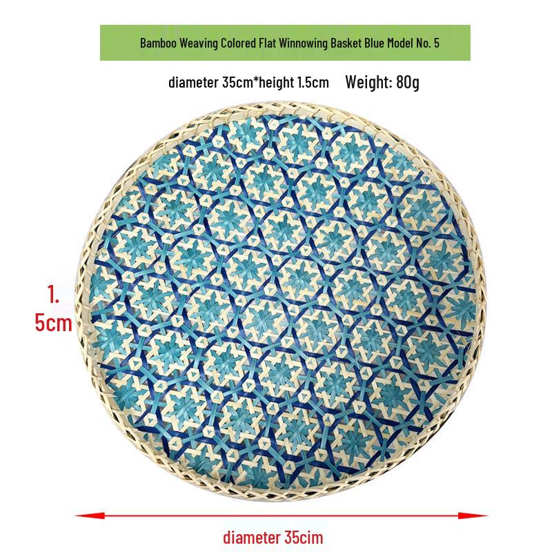 Colorful Handmade Bamboo Weaving Winnowing Basket - Round Hanging Ornament & Sieve for Kindergarten, Hotel, or Homestay Decoration