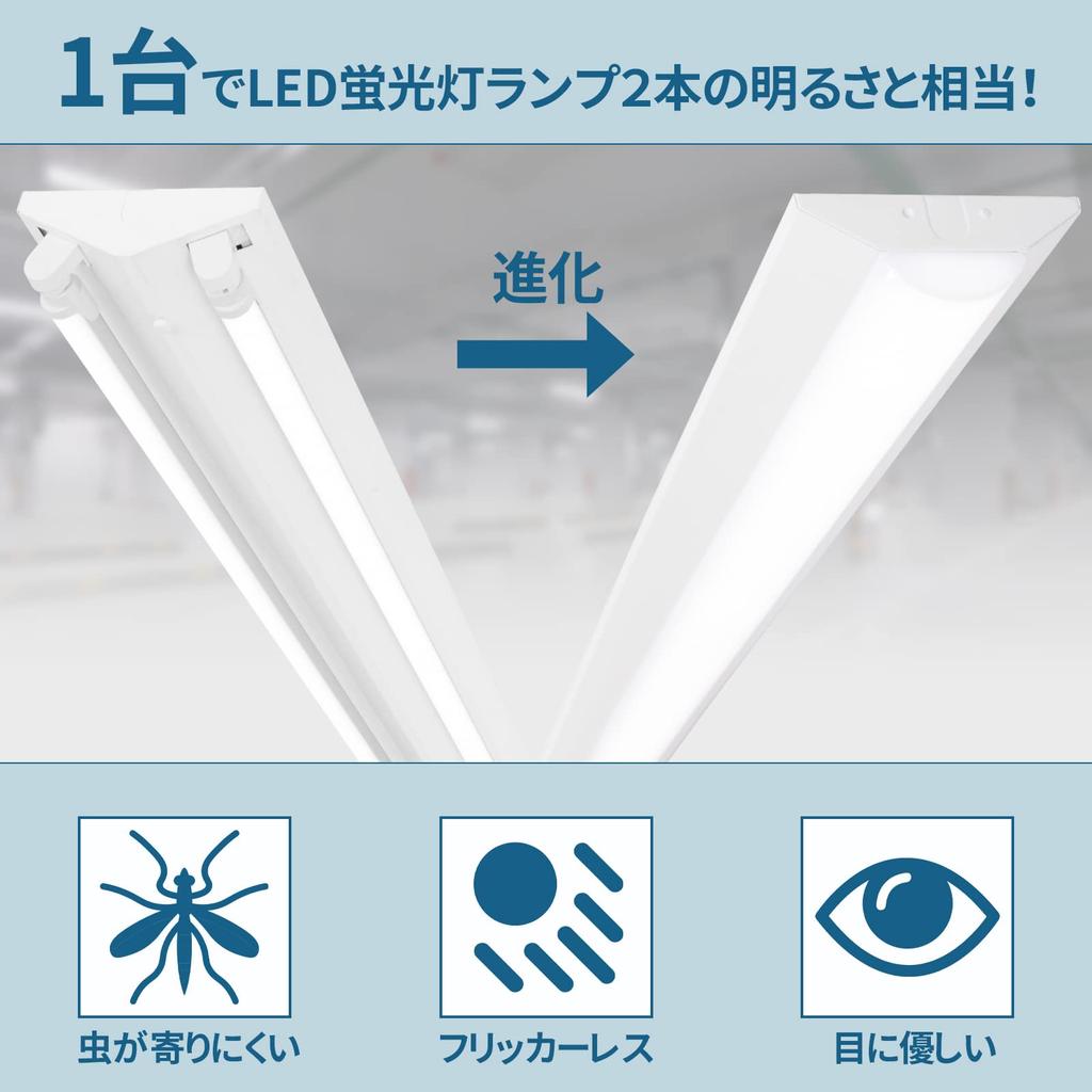 Hzfluo Reverse Fuji Fluorescerende Lys LED Base Light Integrert armatur 50W Type Tilsvarer 2 lys Dagslys Hvit 5000K 8000lm 50W Høy