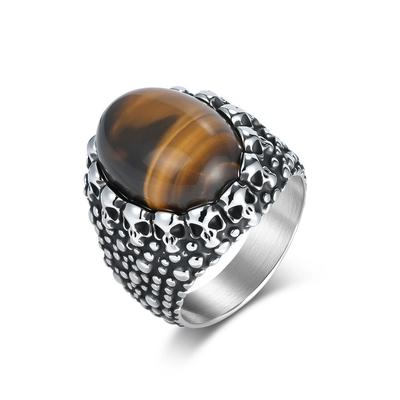 Jewelry Tiger Eye Stone Ring Male Personality Street Fashion Trend Food Ring 2025