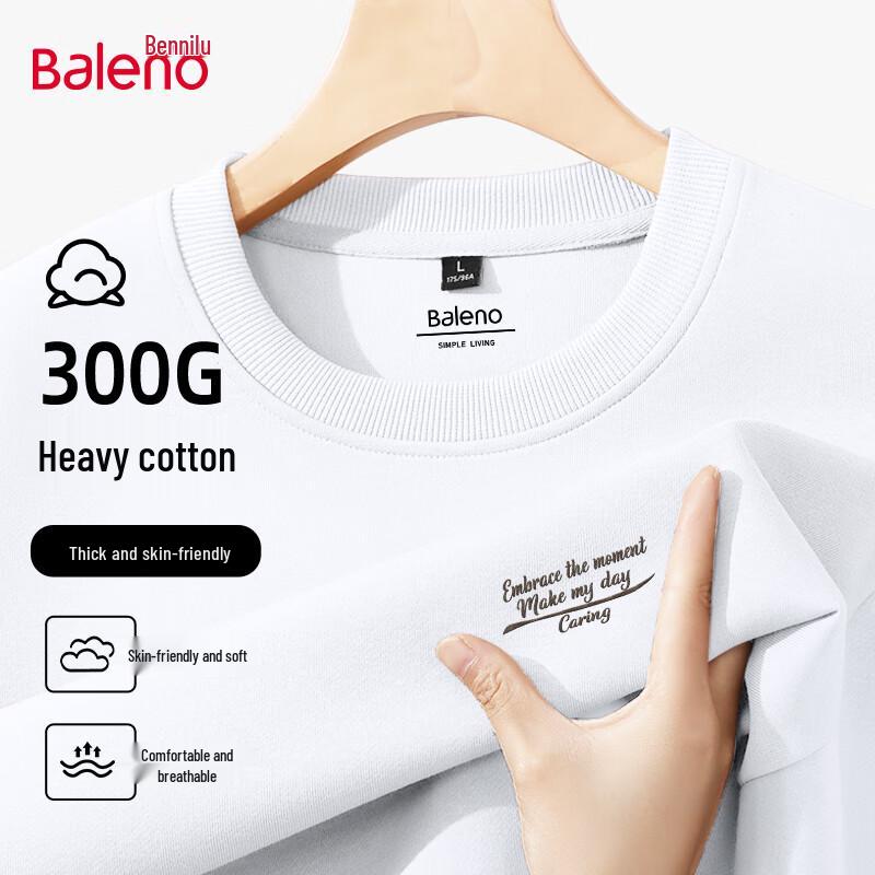 Baleno Men's Loose-Fit Heavyweight Letter Print Round Neck Sweatshirt