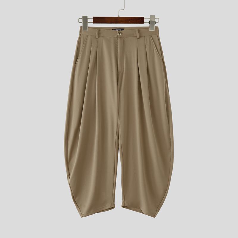 INCERUN Men Zipper Waist Casual Long Drop-crotch Pants Harem Trousers