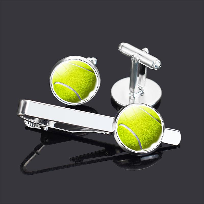 Men's Basketball & Football Cufflink Tie Clip Set - Perfect Valentine's or Father's Day Gift