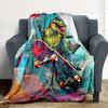 1pc DinoSkateboard Blanket, Lightweight Flannel Throw Blanket For Sofa, Bed, Travel, Camping, Living Room, Office, Couch, Chair, And Bed
