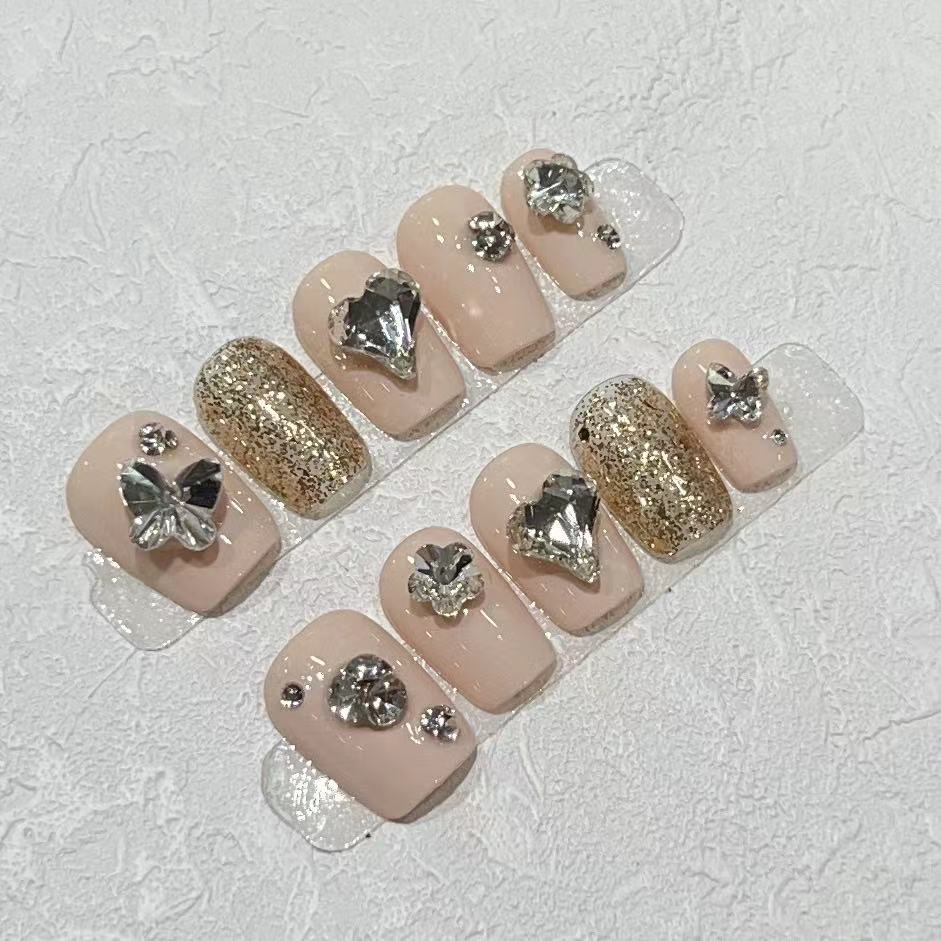 Daily Short Wear Nail Pure Handmade Fake Nail Patch Cute Jump Color Manicure Removable Nail Patch Finished Product