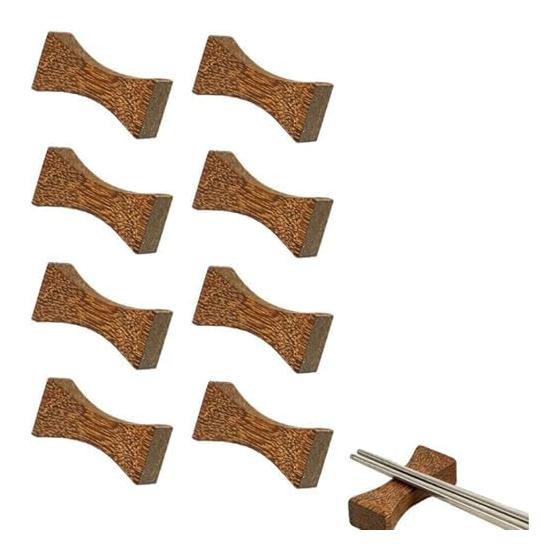 Wooden Chopstick Rests, Set of 10, Natural Wood, Japanese Style Chopstick Holders/Stands, Spoon Rests, for Home & Restaurant Use, Giftable, Non-slip,