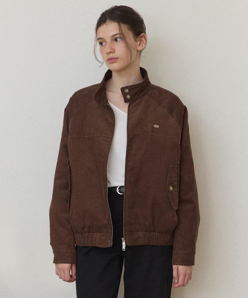 OURHOPE Corduroy Button-Detail Blouson Jacket - Brown