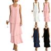 Sleeveless Layered Maxi Dress for Women Scoop Neck Loose Fit Tiered Chiffon Long Dress Elegant Flowy Summer Outfit