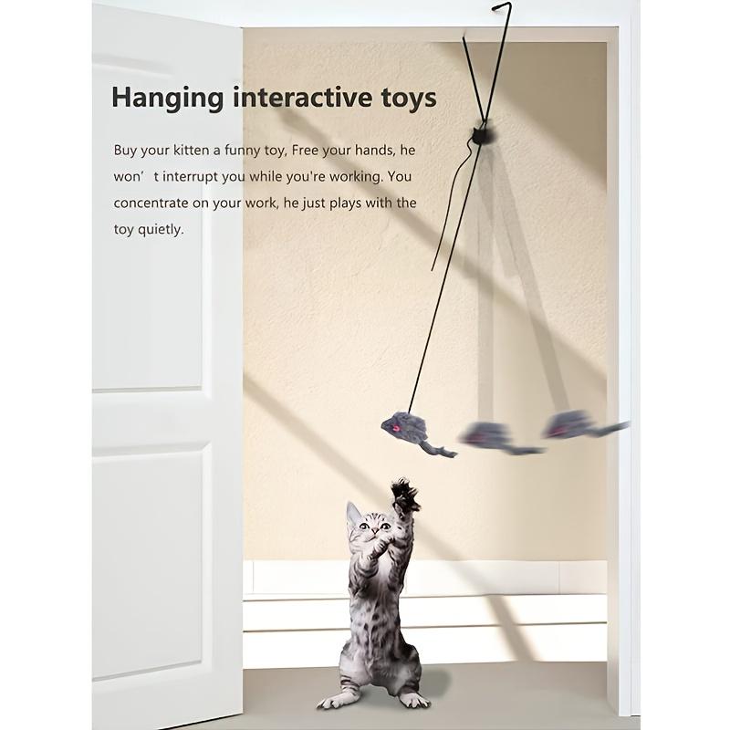 Interactive Door Hanging Cat Toy with Black Mouse Teaser - Entertain and Exercise Your Cat Toy for Indoor Cats Play Supplies