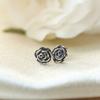 European and American dark style stud earrings, retro three-dimensional rose earrings, light luxury high-end versatile earrings