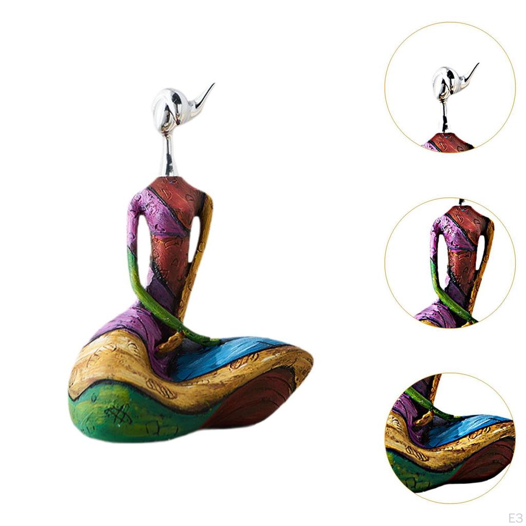 Sculpture féminine de yoga Statue abstraite de femme en résine pour bureau étagère salon 14,5 cm x 10,4 cm x 23 cm