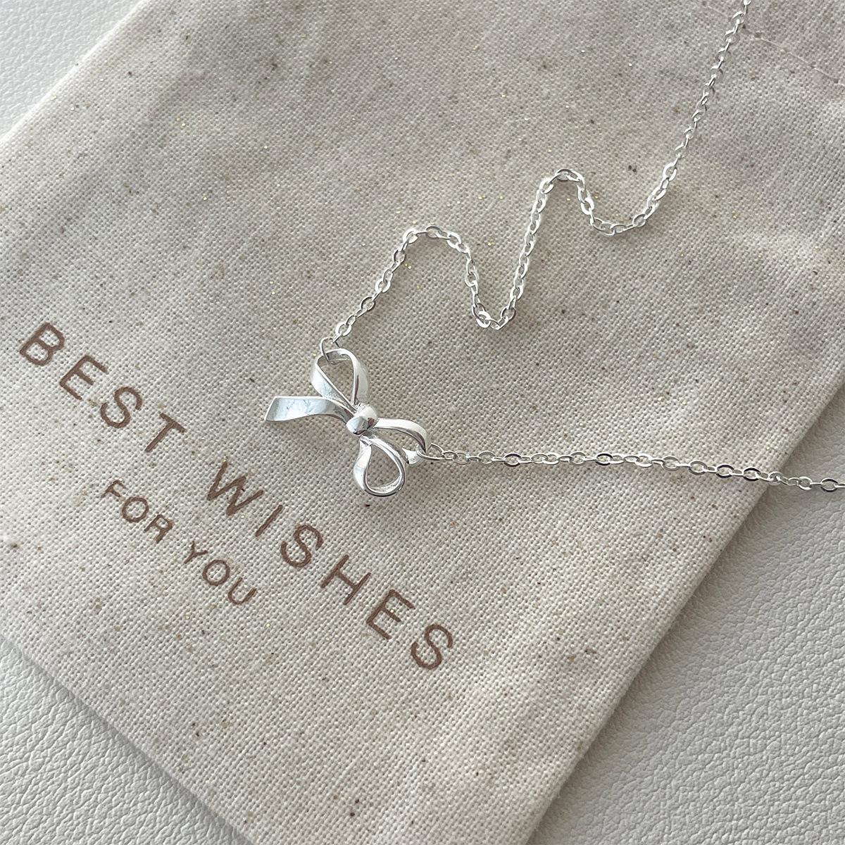 

Изысканное колье-подвеска в виде банта из стерлингового серебра 925 пробы, женское, нишевое, милое, универсальное, высококлассное, цепочка для ключиц, осенне-зимняя шейная цепочка 925 silver