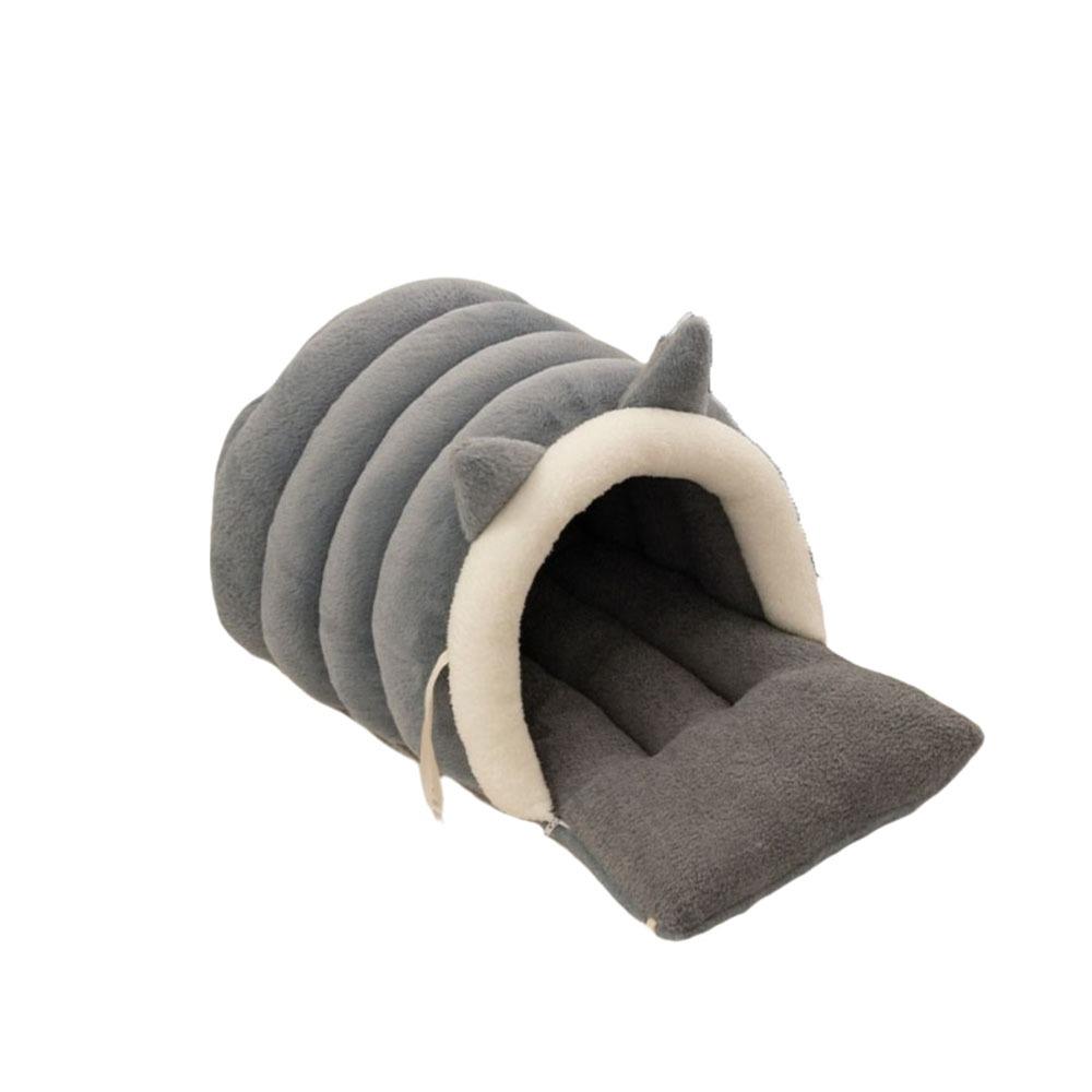 Soft Semi Enclosed Cat Bed with Cat Ears Removable Pet Sleeping Bed Washable Warm Windproof Cat Nest Cat Dog
