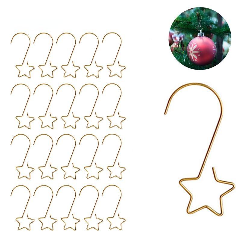 Christmas Wreath Star Hooks for Christmas Tree Hanging Pendant Ornament Metal Star Decorations Hook Xmas Home Decor