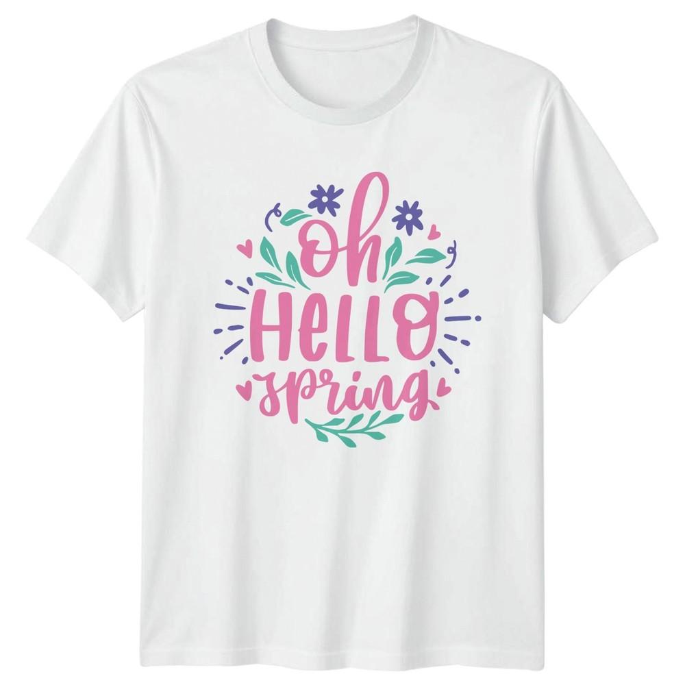 Oh Hello Spring Unisexs TShirt Floral Seasonal Easter Gift For Her S