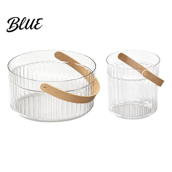 Multi-purpose Storage Basket Ice Bucket with Faux Leather Handle Thickened Plastic Beer Wine