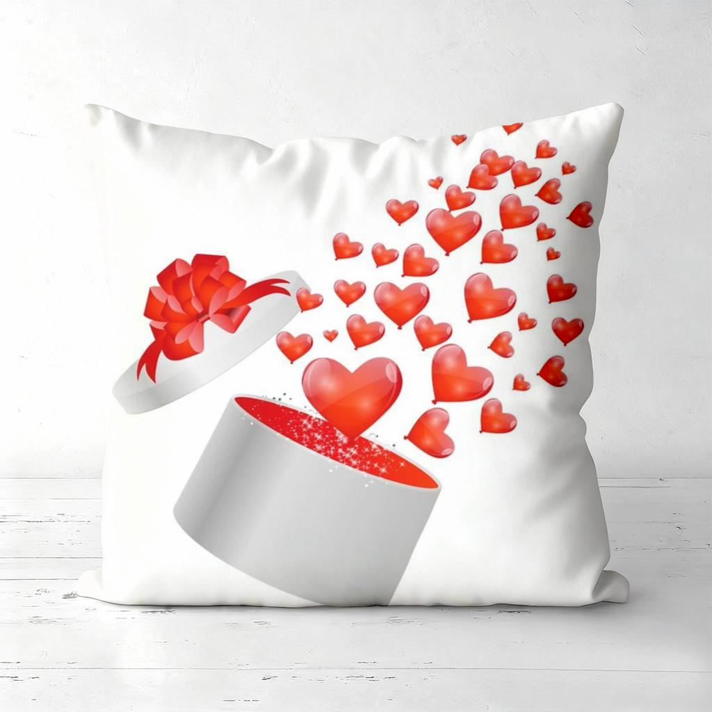 Valentine Heart Themed Cushion Covers For Home Decor Polyester pillowcase, sofa decorative cushion cov Headboard Pillow