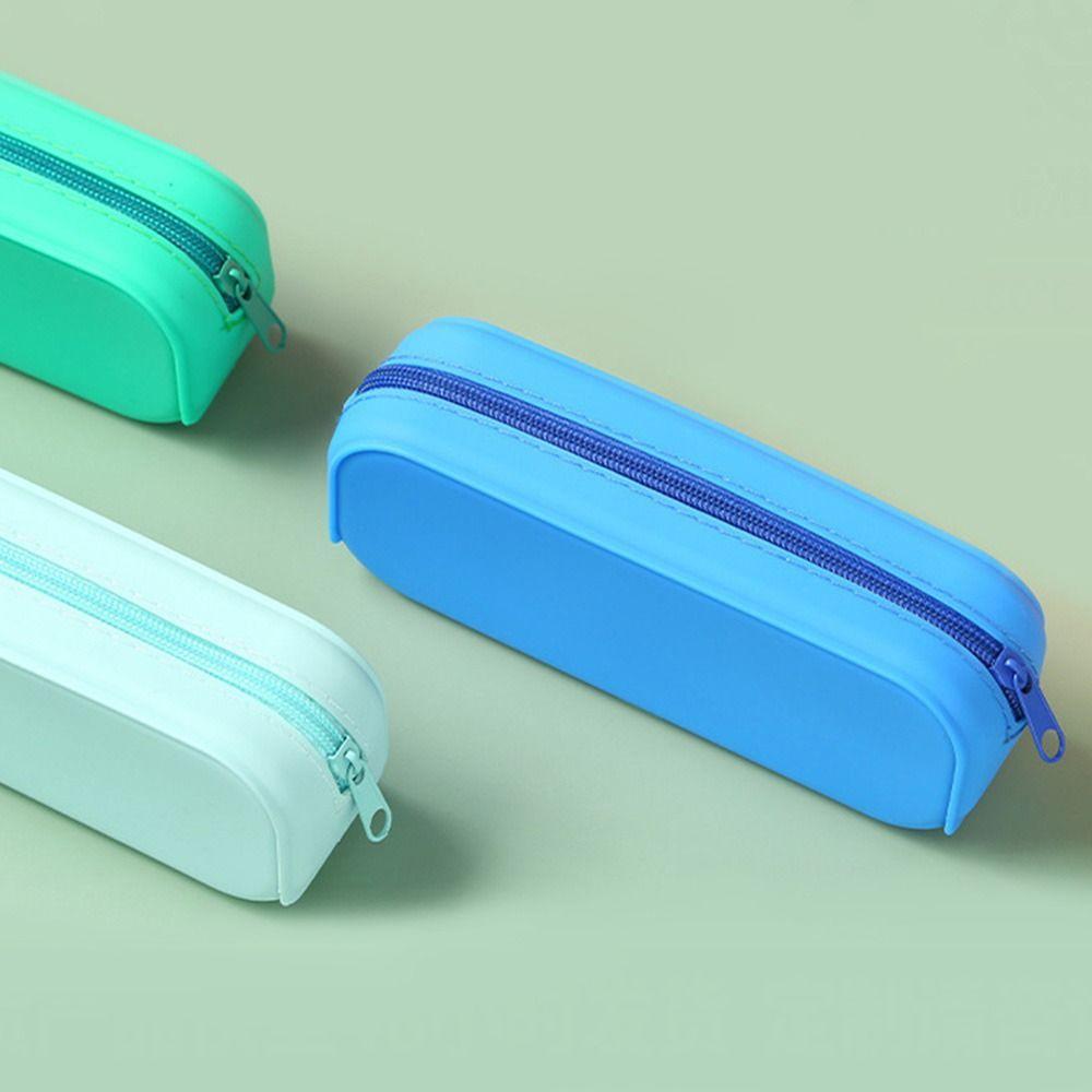 Single Layer Colorful Creative Storage Box Pencil Bag Silicone Pencil Case Stationery Box