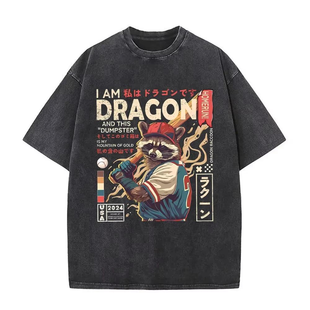 Funny Japan Style Cat Vintage Washed T-Shirts Japan Is Calling and Must Go Surfer Cat T-shirts Men's Women Clothing Short Sleeve