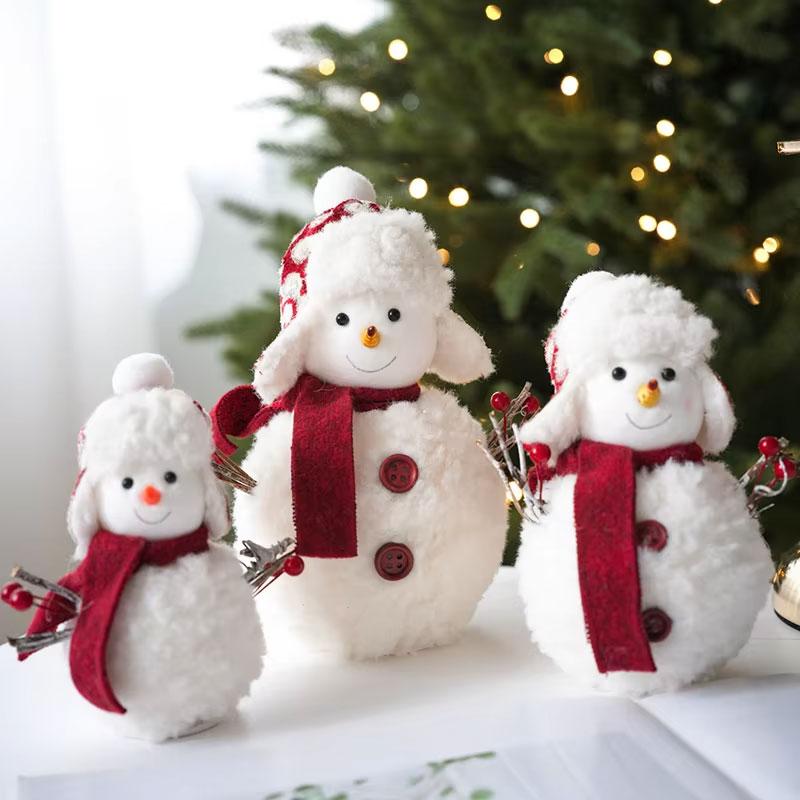 1pc Christmas Cute Ornaments Gift Favors Plush Cartoon Snowman Doll Knitted