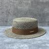 French Retro Salty Grass Hollow Sun Hat Men And Women Seaside Vacation Travel Beach Flat Top Hat Elegant Straw Hat