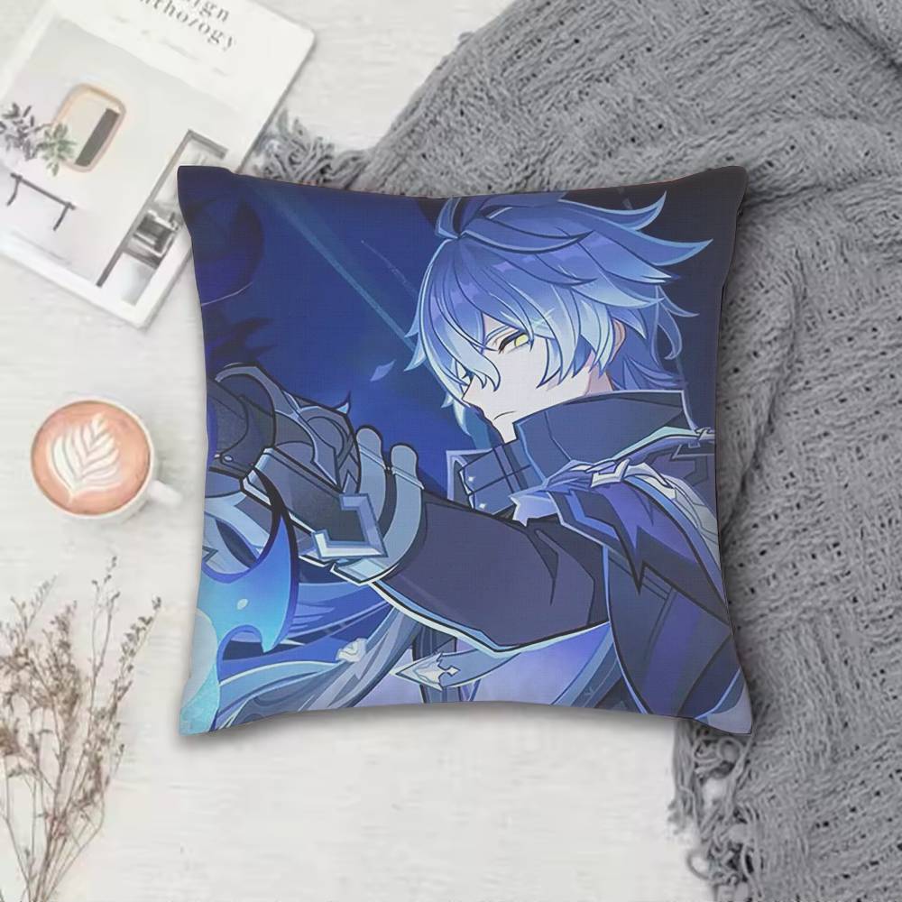 G-Genshin I-Impact F-Flins Pillow Case Pattern Printed Pillowcase For Living Room Sofa Cushion Cover
