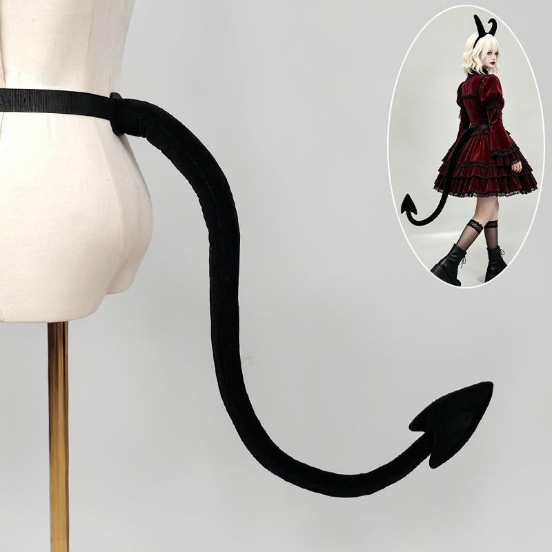 Cola de Demonio de Peluche Accesorio de Cosplay Fiesta de Halloween Convención de Anime Dulce Estilo Gótico Ala de Murciélago Diabólico Atrezo