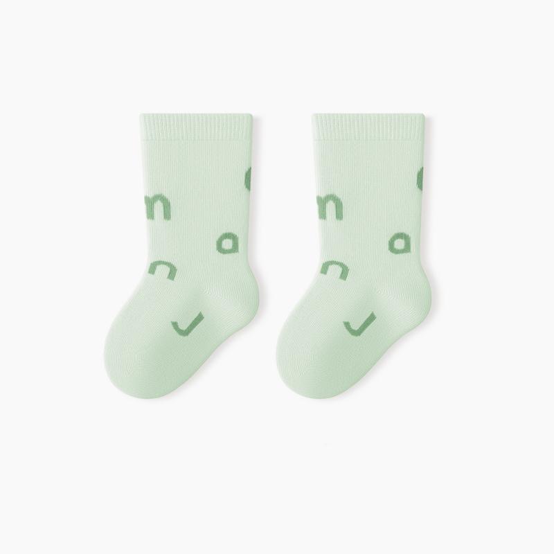 

Kids Sport Cotton Socks Spring Autumn Solid Color Letter Cartoon Children Floor Sock Newborn Footwear Middle Tube Sock M зелёный
