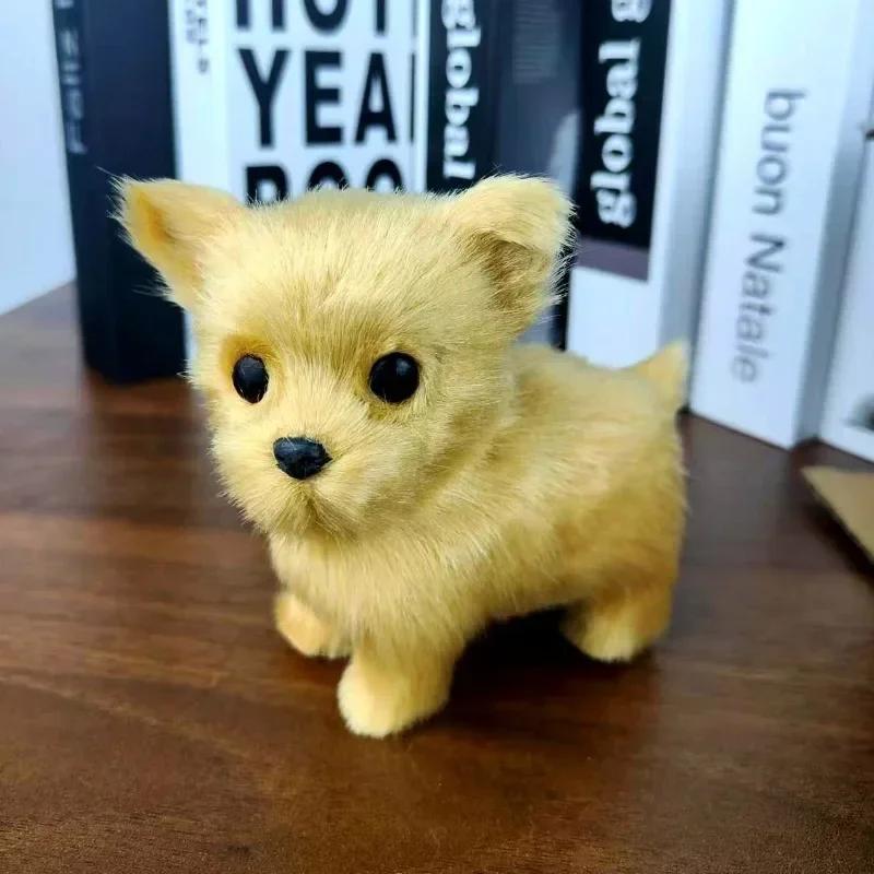 Mini Simulation Dog Plush Toys Soft Stuffed Kitten Model Fake Dog Realist Animals for Kids Girls Birthday Valentine's Day Gift