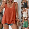 Summer New Women's Vest Suspender Sleeveless Double Layer Ruffle Hem Daily Wear for Travel and Vacation