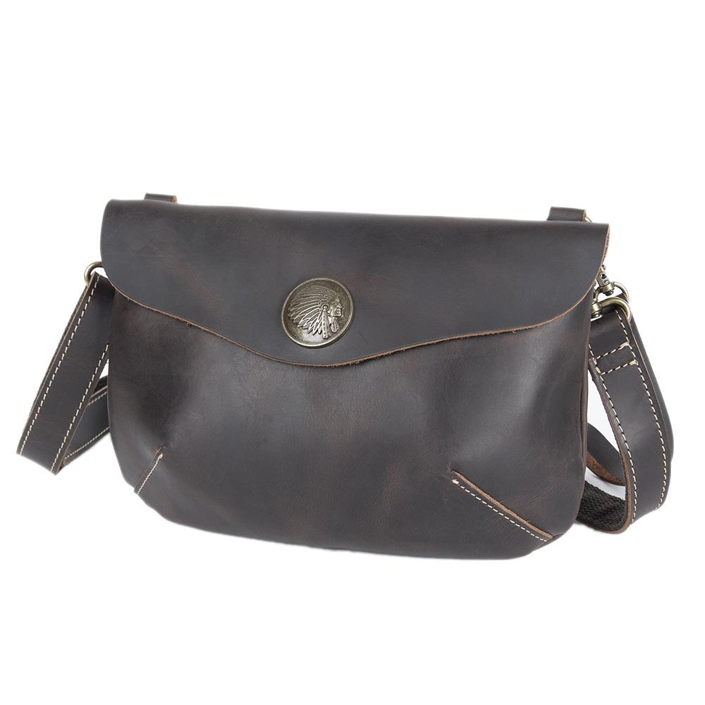 Retro Crazy Horse Leder Umhängetasche, Leder Lässige Multifunktionale Handtasche, Herren und Damen Leder Lässige Crossbody-Tasche