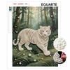 Elegant White Tiger Pearl Painting 5D DIY Pearl Gemstone Art Diamond Painting Kit for Adults/Beginners Gift Ideas Home Decor Wall Art Craft