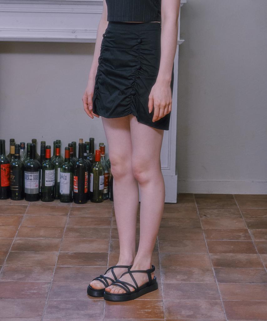 LULUCHOU Shirring Skirt - Black