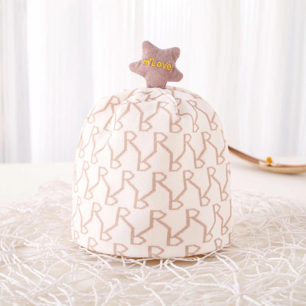 Cartoon Bear Baby Fetal Cap Print Infants Beanie Cap Windproof Newborn Hats  Hospital